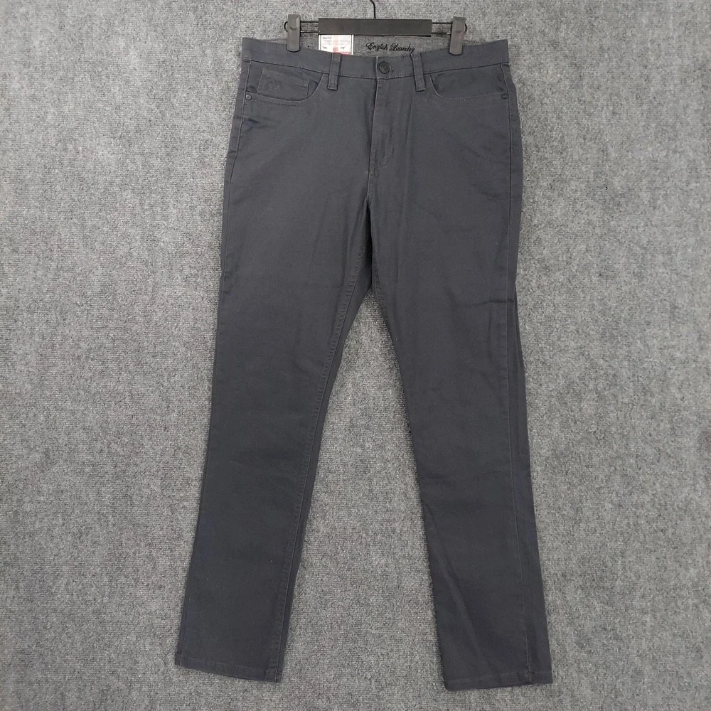 NEW English Laundry Pants Mens 32x32 Gray Slim Chino Stretch 5 Pocket Casual